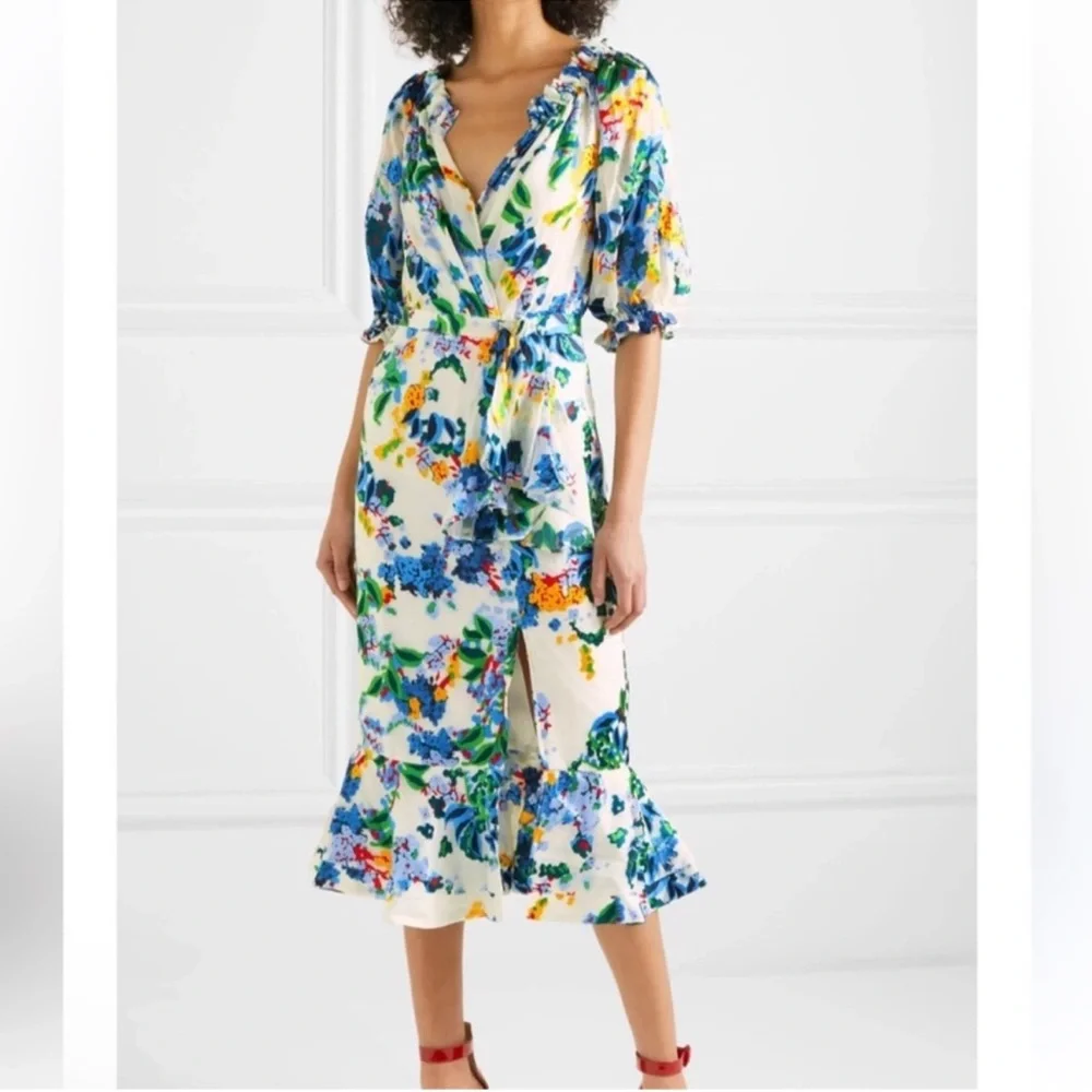 Saloni Olivia Silk Blend Floral Mini Dress NWT